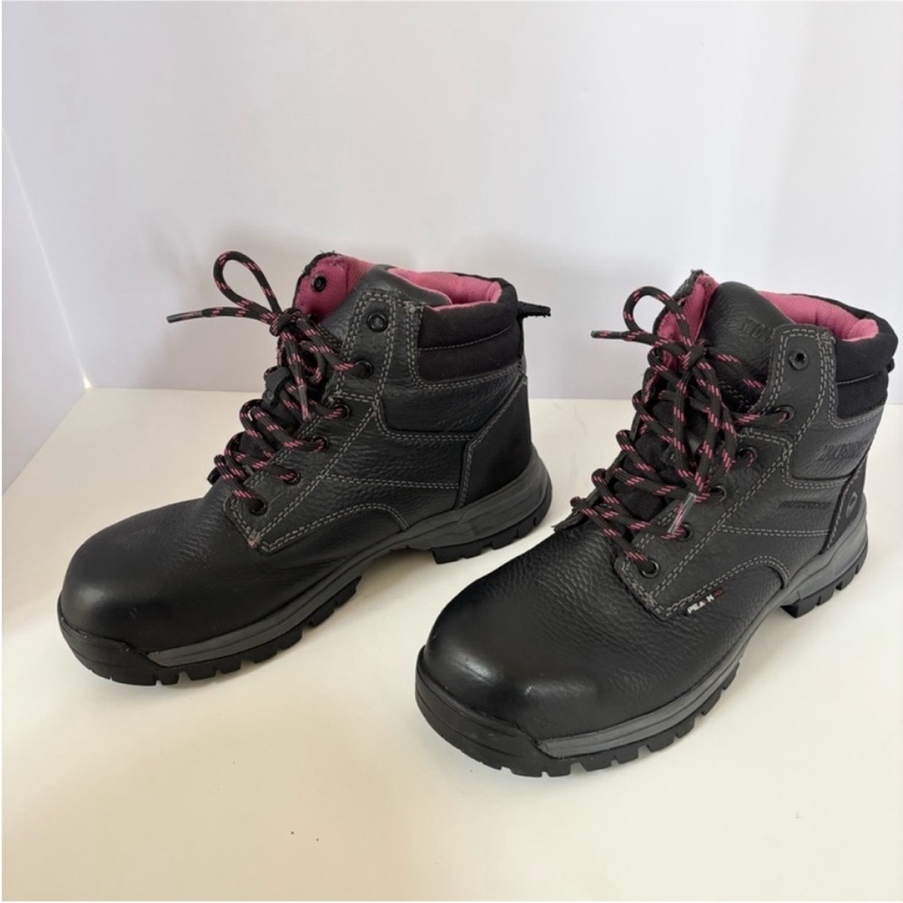 Wolverine Waterproof Work Boots Composite Toe Piper Leather Black Pink Size 8 - Picture 3 of 14